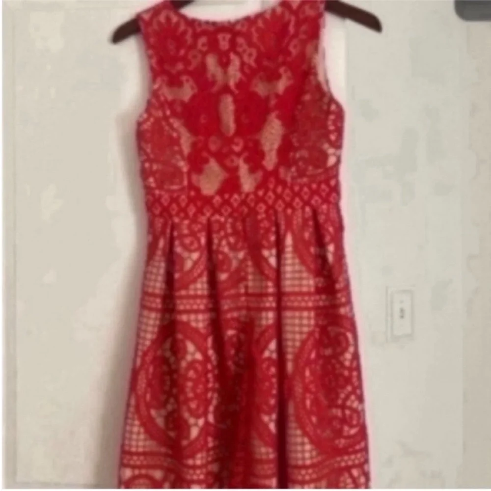 Anthropologie HD in Paris Lined Red Lace Dress - Picture 2 of 6